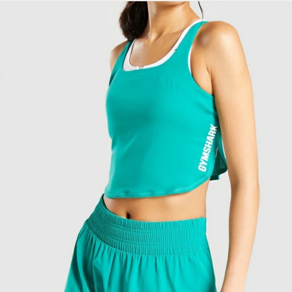 Gymshark Pulse Crop Top in Blue/Green Size Small